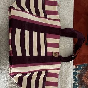 Victoria's Secret Striped Tote in Purple and Cream